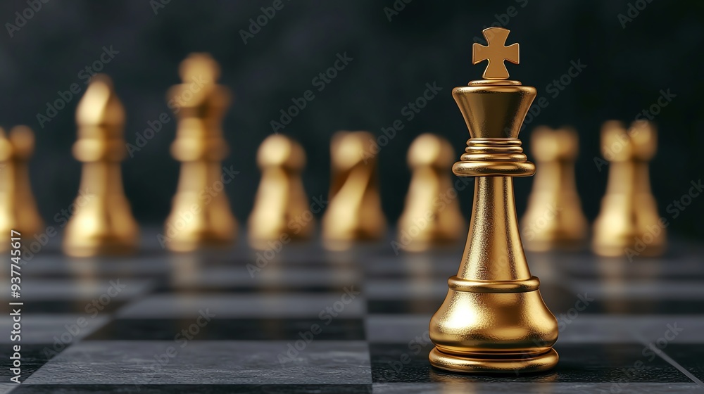 Business strategy, chess pieces on board, 3D illustration Business strategy, chess pieces on board, 3D illustration