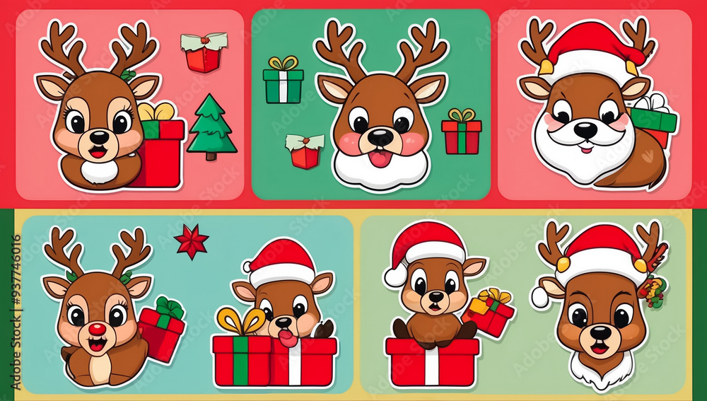 sticker happy deer christmas sticker happy deer christmas