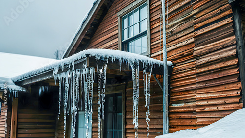 a house with icicles hanging from the roof