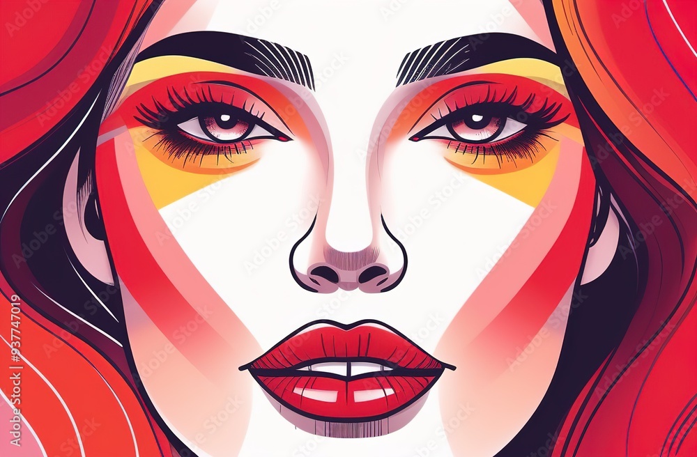 Pop art portrait of a girl with multi-colored strokes of paint under the watercolor technique of drawing Pop art portrait of a girl with multi-colored strokes of paint under the watercolor technique of drawing