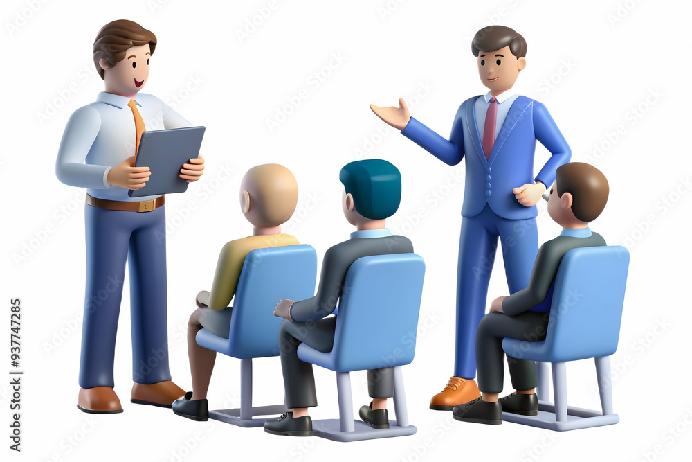 Obraz premium Flat Manager conducting a training session candid moment with team concept as A candid shot of a manager conducting a training session with their team. The camera captures the managers engaging teachi