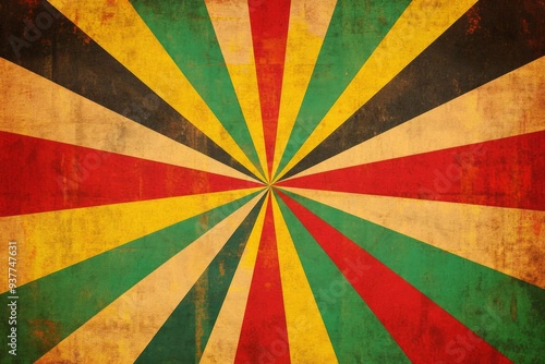 A vibrant reggae starburst pattern wallpaper, featuring bold and dynamic colors, perfect for adding a lively and energetic touch to any space