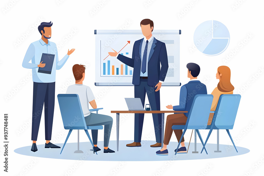 Flat Manager conducting a training session candid moment with team concept as A candid shot of a manager conducting a training session with their team. The camera captures the managers engaging teachi