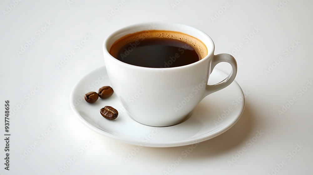 Close-up of a Cup of Coffee with Beans Close-up of a Cup of Coffee with Beans