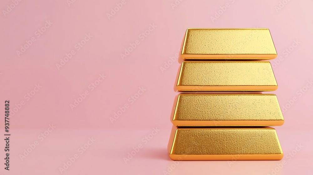 Gold bars, stacked wealth, 3D illustration Gold bars, stacked wealth, 3D illustration