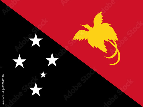 Papua New Guinea vector flag. Accurate dimensions and official colors. This file is suitable for digital editing and printing of any size.