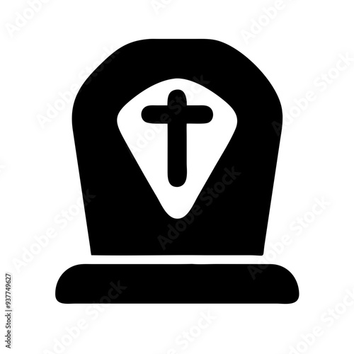 Black Tombstone vector Icon with Cross