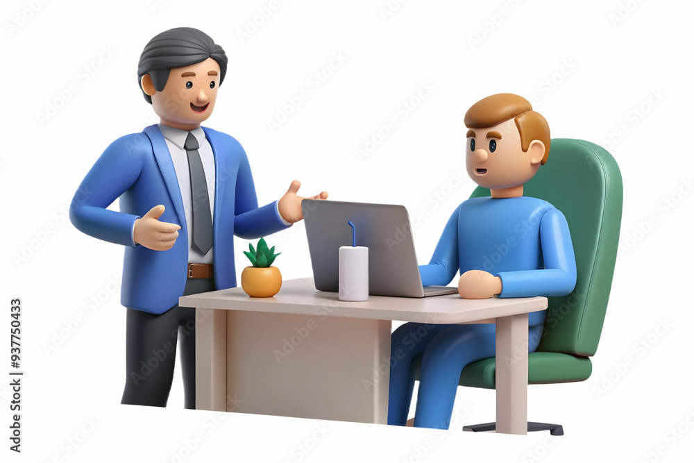 3D Candid moment of a manager giving feedback to an employee in a private office concept as A candid shot of a manager giving feedback to an employee in a private office. The camera captures the const 3D Candid moment of a manager giving feedback to an employee in a private office concept as A candid shot of a manager giving feedback to an employee in a private office. The camera captures the const