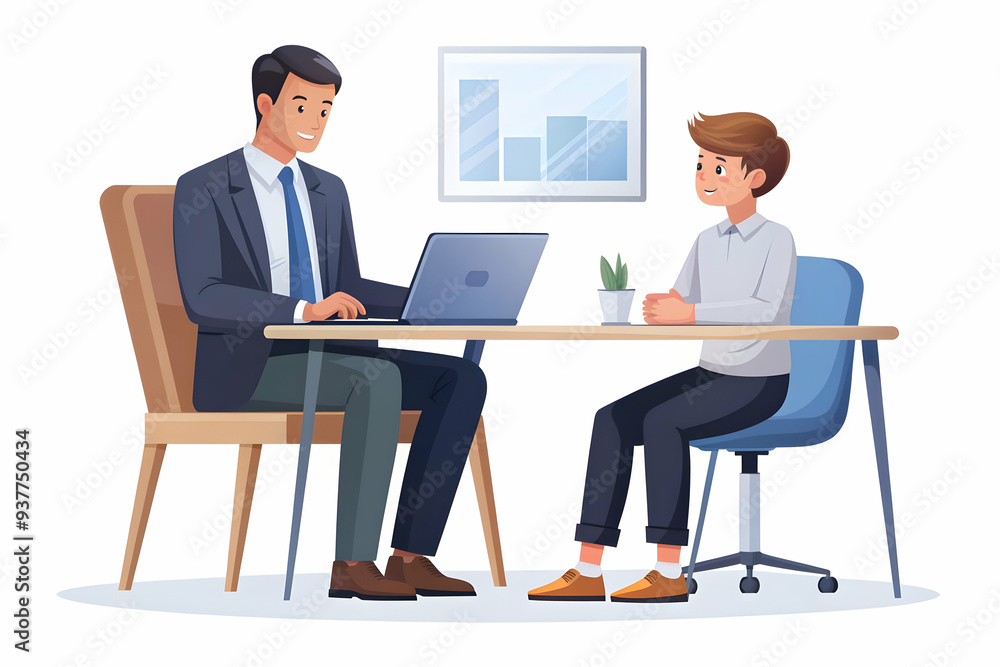 Flat Manager candidly mentoring a junior employee in a one on one session concept as A candid shot of a manager mentoring a junior employee in a one on one session. The camera captures the supportive Flat Manager candidly mentoring a junior employee in a one on one session concept as A candid shot of a manager mentoring a junior employee in a one on one session. The camera captures the supportive