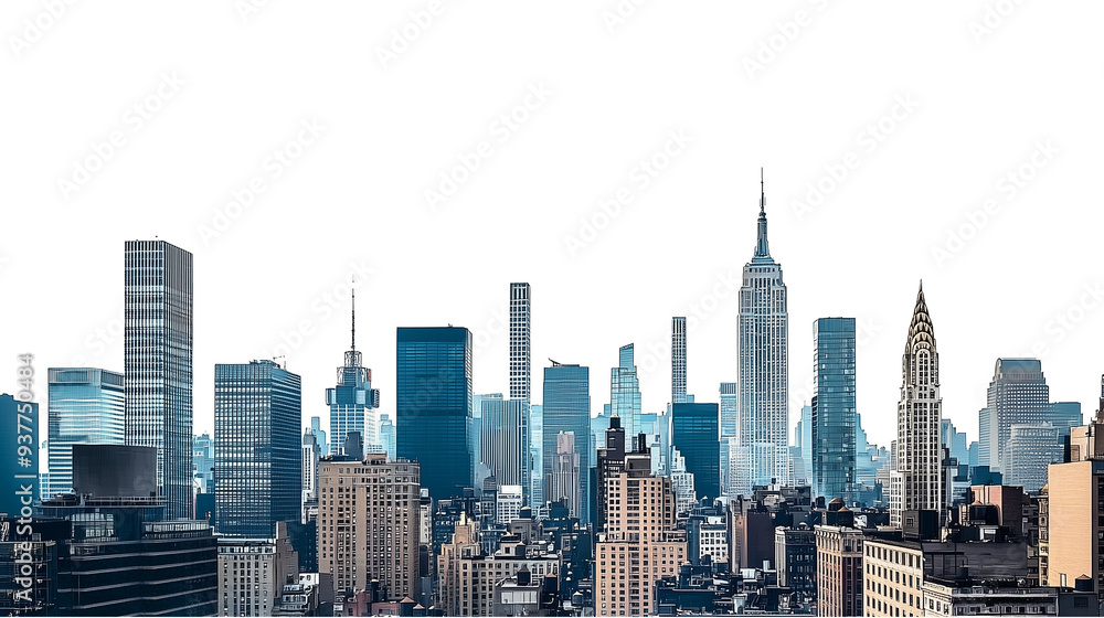 Obraz premium New York City skyline isolated on transparent background. PNG