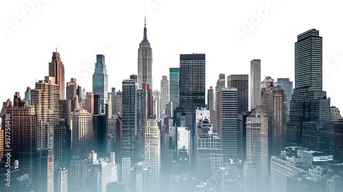 City skyscraper isolated on transparent background. PNG