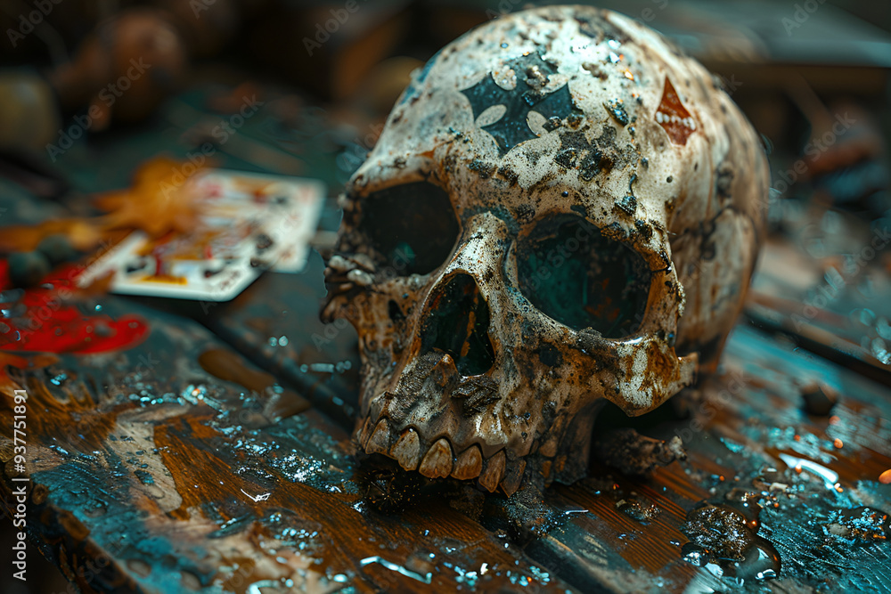 a skull on a table a skull on a table