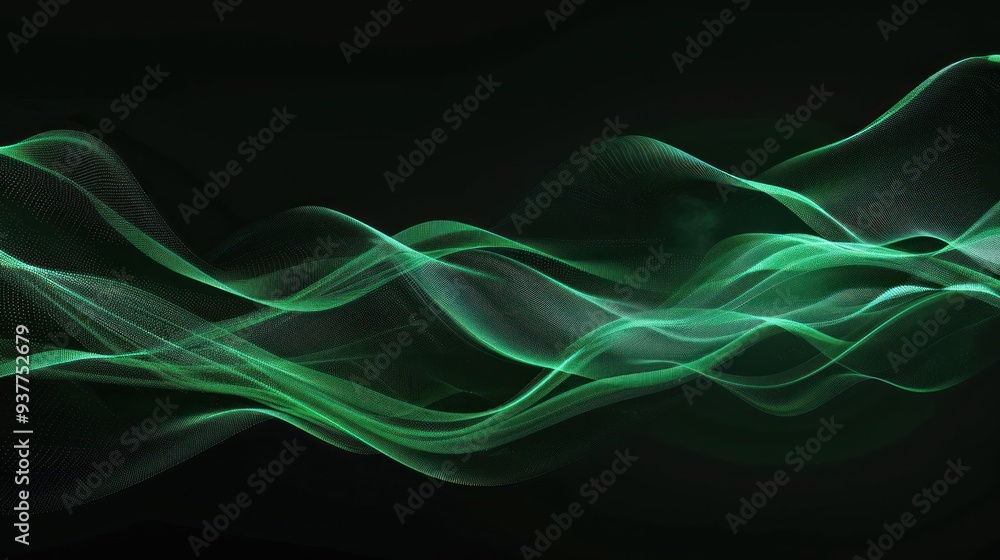 digital art of an abstract green wavy line on a black background digital art of an abstract green wavy line on a black background
