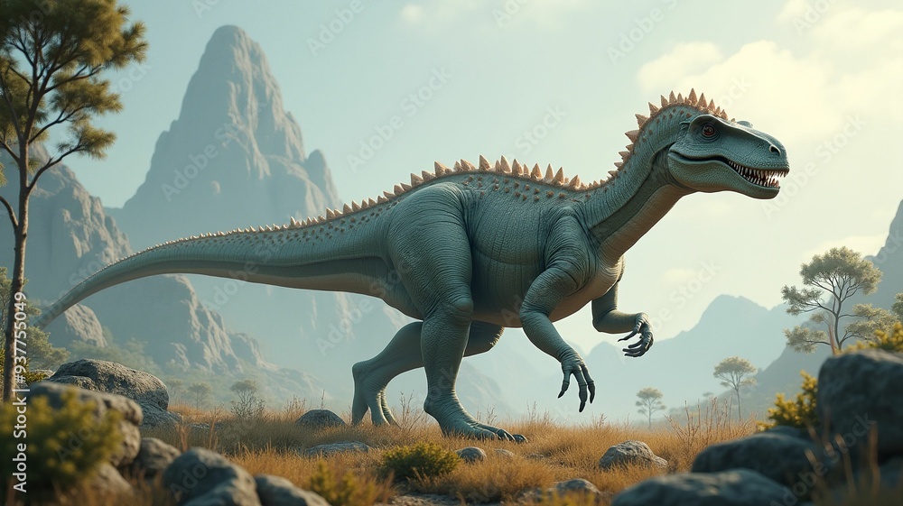 Majestic dinosaur in a fantasy landscape Majestic dinosaur in a fantasy landscape