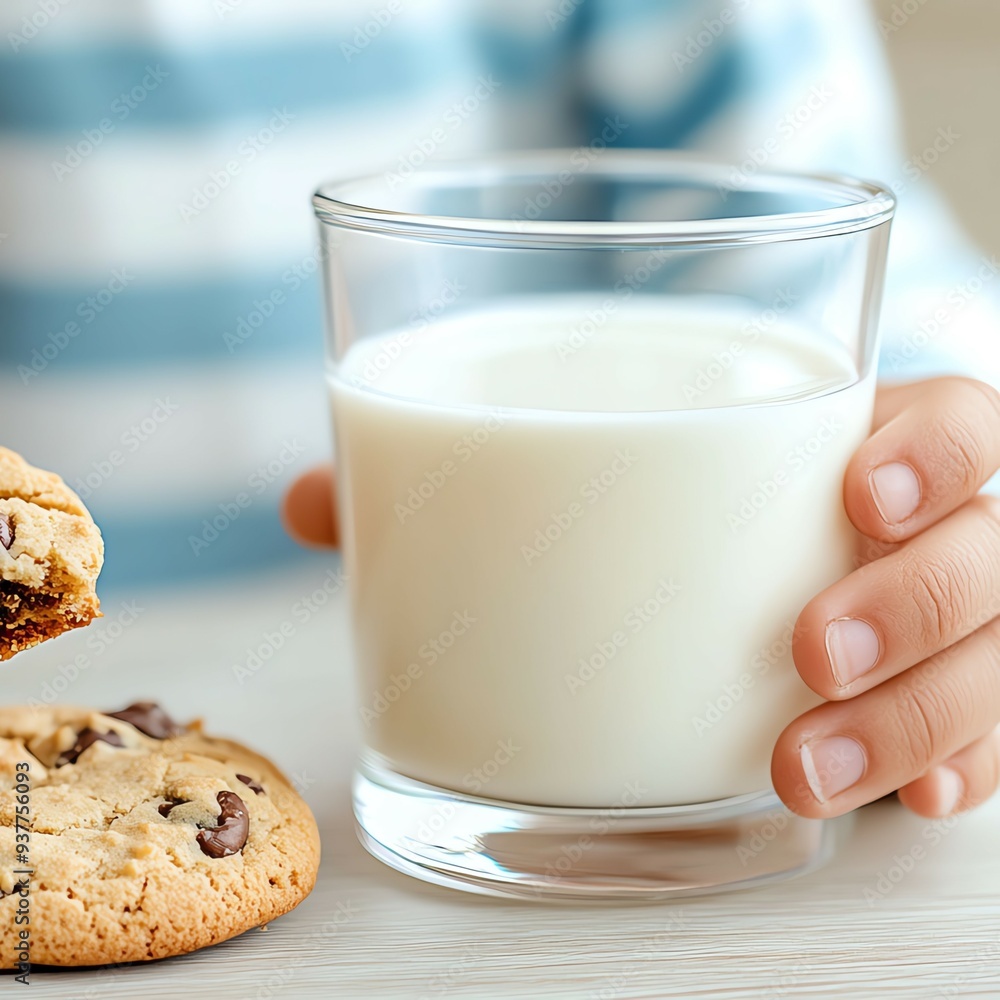 A child enjoys a chocolate chip cookie and a glass of milk, creating a perfect snack moment filled with joy and comfort. A child enjoys a chocolate chip cookie and a glass of milk, creating a perfect snack moment filled with joy and comfort.