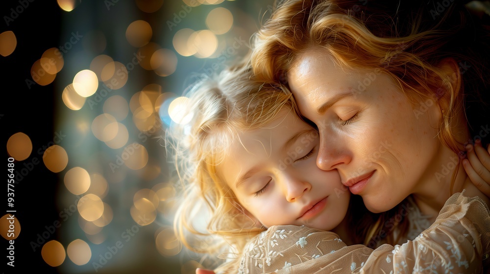 Mother lovingly hugging her child, both sharing a tender moment filled with pure love and affection. Mother lovingly hugging her child, both sharing a tender moment filled with pure love and affection.