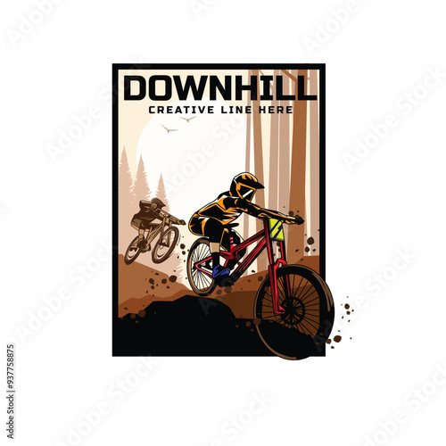 mountain bikers competition on the hill