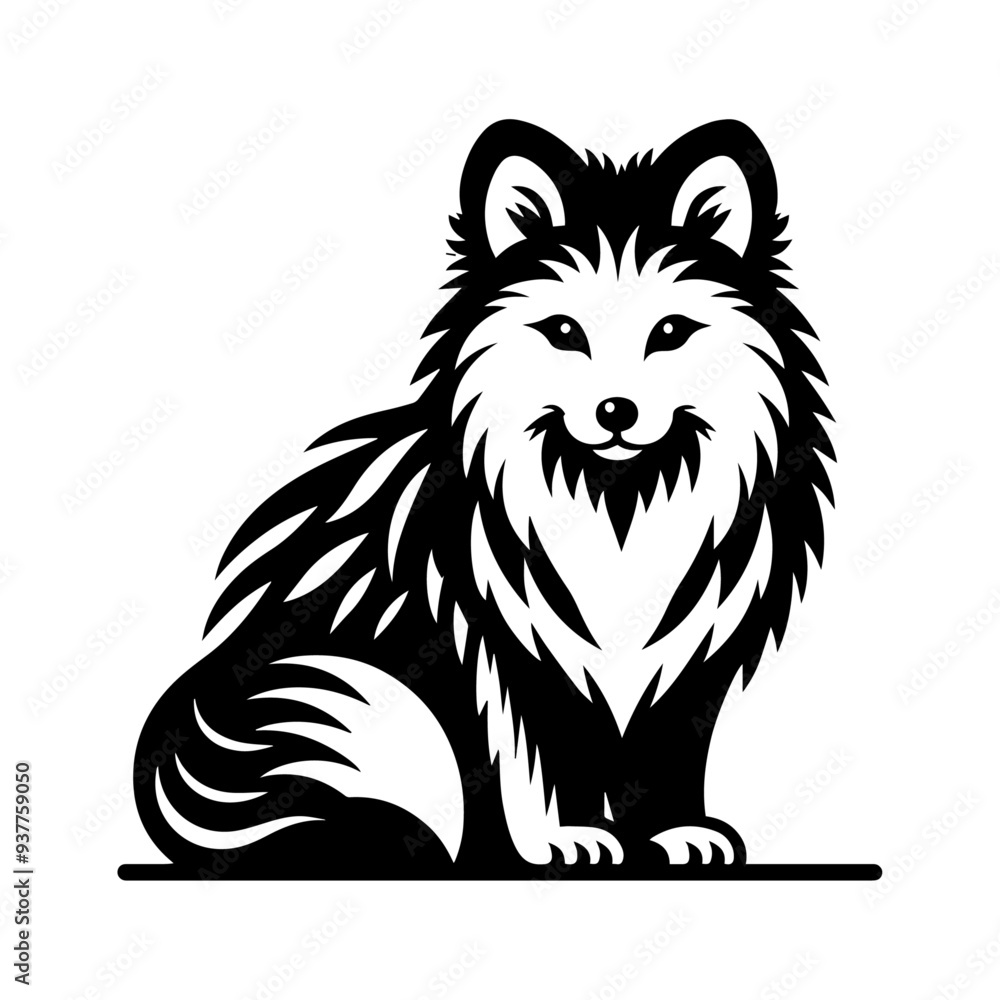 Black arctic fox vector icon Black arctic fox vector icon