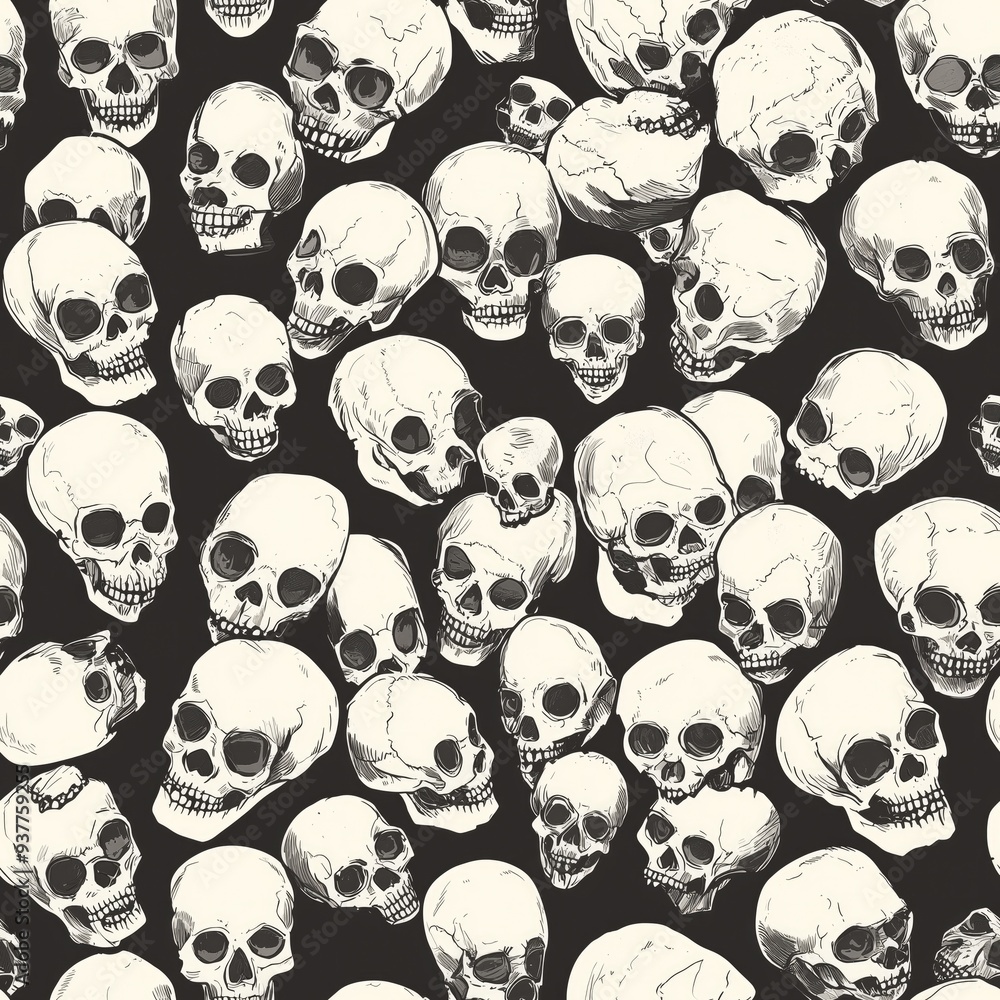 tiled halloween skull themed pattern background tiled halloween skull themed pattern background