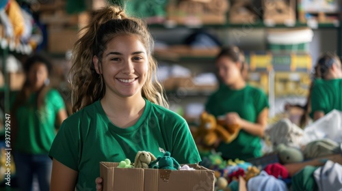 The smiling charity volunteer. photo