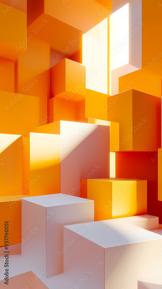 Orange abstract cube illustration
