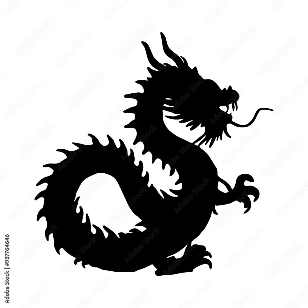 Vector black and white dragon Chinese Vector black and white dragon Chinese