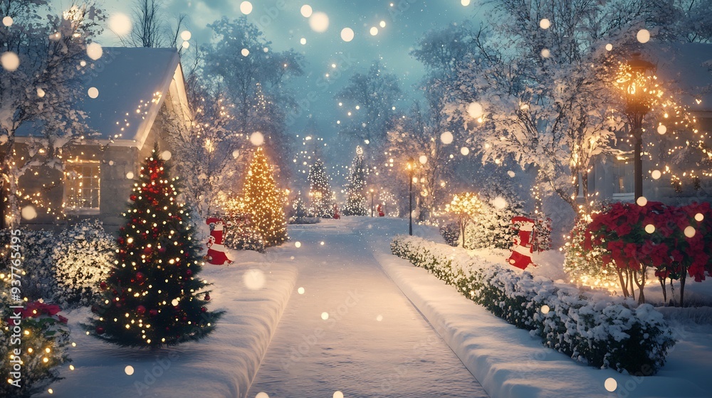 Snowy Christmas Night in a Picturesque Town Snowy Christmas Night in a Picturesque Town
