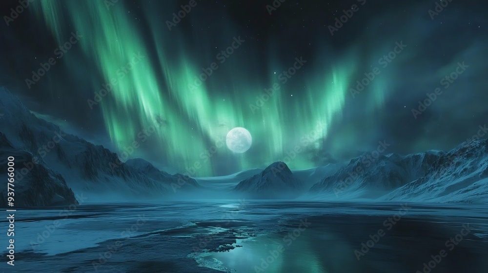 Northern Lights Over Frozen Lake Northern Lights Over Frozen Lake
