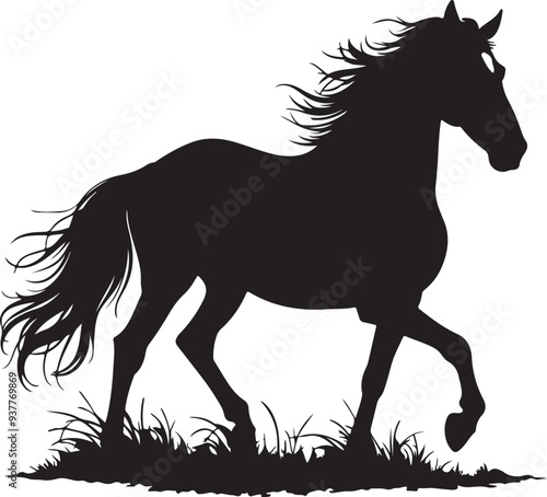 Horse silhouette vector art Illustration