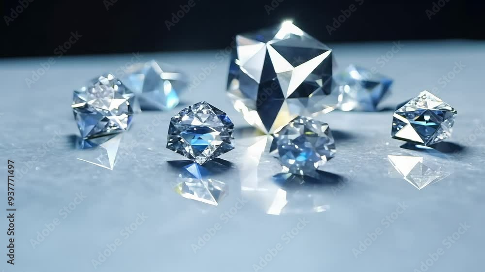 Sparkling diamonds scattered on a shiny surface, catching sunlight and displaying brilliant reflections and colors. Sparkling diamonds scattered on a shiny surface, catching sunlight and displaying brilliant reflections and colors.