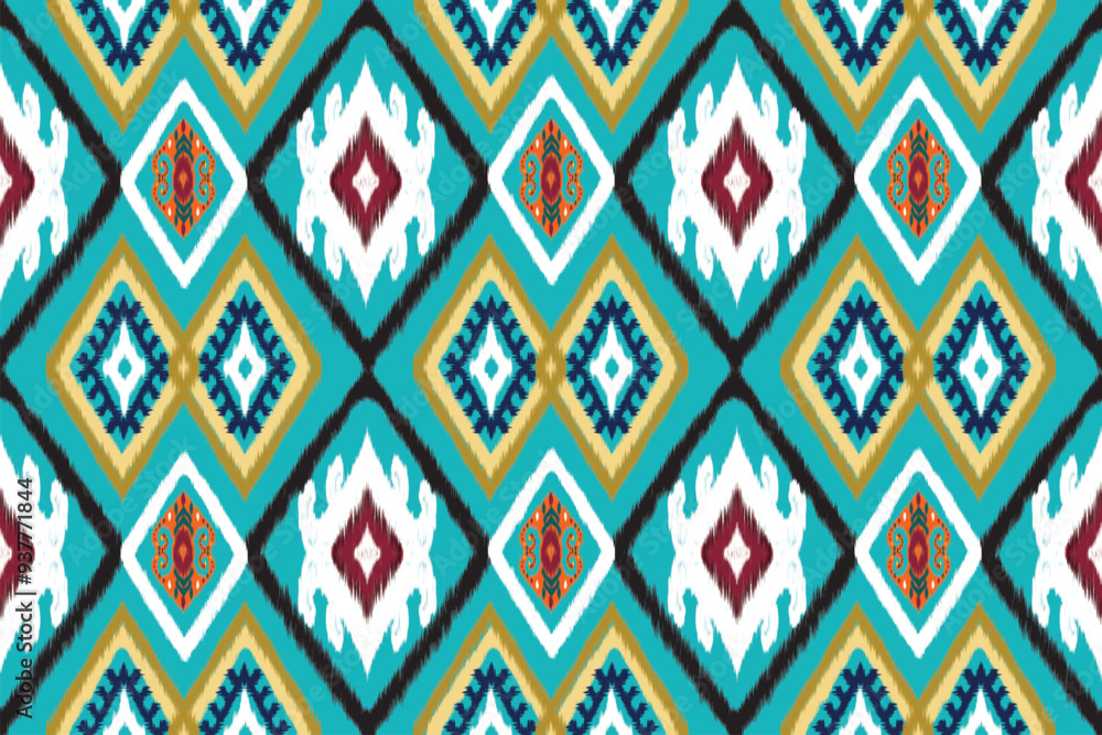 seamless geometric pattern Ikat embroidery ethnic oriental pattern traditional.Aztec geometric art ornament print.Design for carpet, cover.wallpaper, wrapping, fabric, clothing seamless geometric pattern Ikat embroidery ethnic oriental pattern traditional.Aztec geometric art ornament print.Design for carpet, cover.wallpaper, wrapping, fabric, clothing