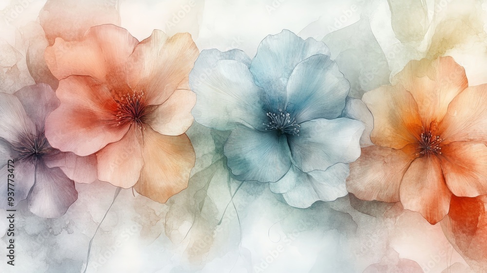 A beautiful collection of soft, watercolor flowers in pastel colors, ideal for creating a calming and elegant ambiance. A beautiful collection of soft, watercolor flowers in pastel colors, ideal for creating a calming and elegant ambiance.