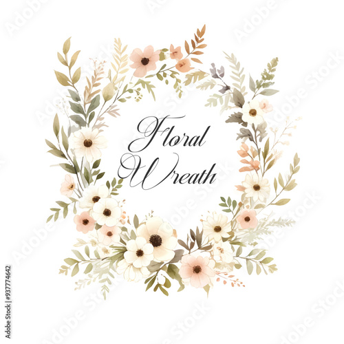 Watercolor Floral Wreaths, Wild Flowers - Floral Clipart 