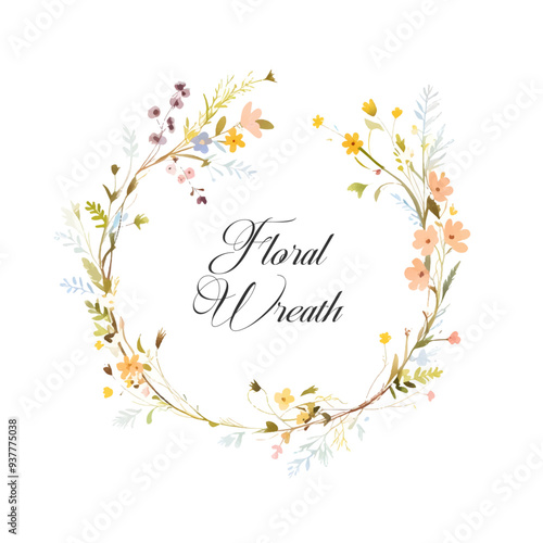 Watercolor Floral Wreaths, Wild Flowers - Floral Clipart 