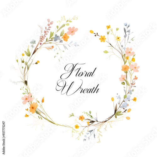 Watercolor Floral Wreaths, Wild Flowers - Floral Clipart 