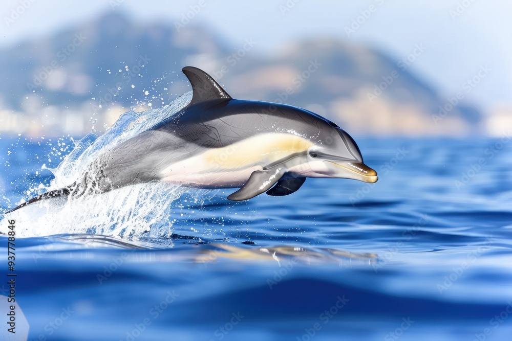 Fototapeta premium Delfine im abendlichen Sonnenuntergang im offenen Ozean