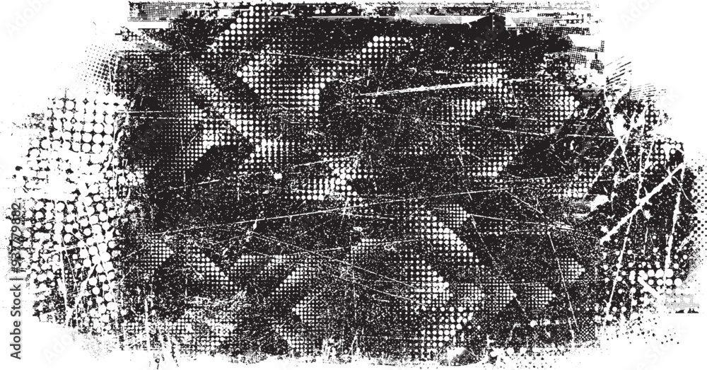 Fototapeta premium Glitch distorted grange shape . Noise grungy logo . Trendy defect error shapes . Glitched frame .Grunge textured . Distressed effect .Vector shapes