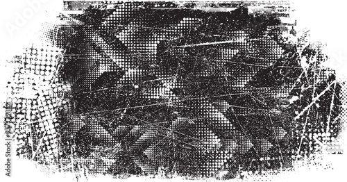 Glitch distorted grange shape . Noise grungy logo . Trendy defect error shapes . Glitched frame .Grunge textured . Distressed effect .Vector shapes