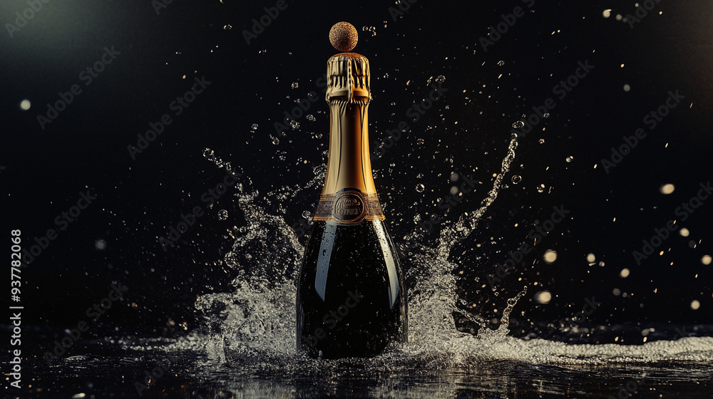 A champagne cork explodes at a New Year's party. A champagne cork explodes at a New Year's party.