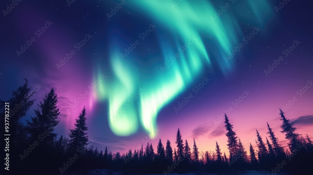 A mesmerizing aurora borealis flowing across a night sky, with vibrant colors blending seamlessly. A mesmerizing aurora borealis flowing across a night sky, with vibrant colors blending seamlessly.