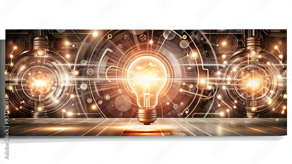 Fototapeta premium Abstract AI Business Strategy Concept: Dynamic Shapes & Light Symbolizing Efficiency in Decision Making | Flat Vector Illustration for Smart Business Tone