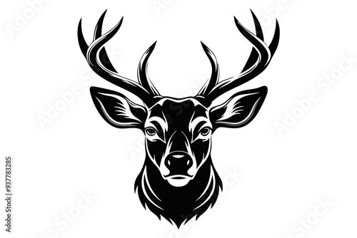 deer head silhouette vector illustration, logo type