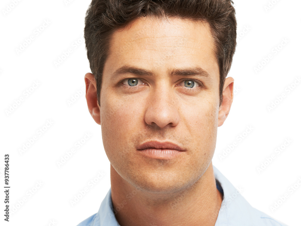 Mission, portrait and serious with employee man in studio isolated on white background. Confident, face and model with professional business person ready for internship or start of work career Mission, portrait and serious with employee man in studio isolated on white background. Confident, face and model with professional business person ready for internship or start of work career