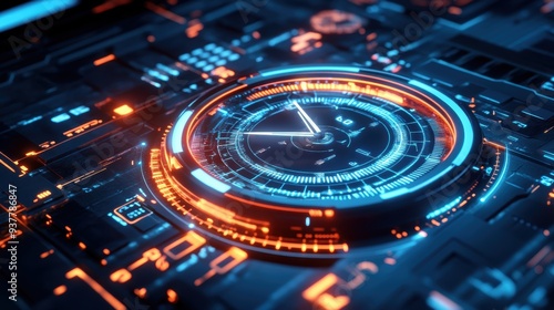 Wallpaper Mural Futuristic Clock Interface Torontodigital.ca