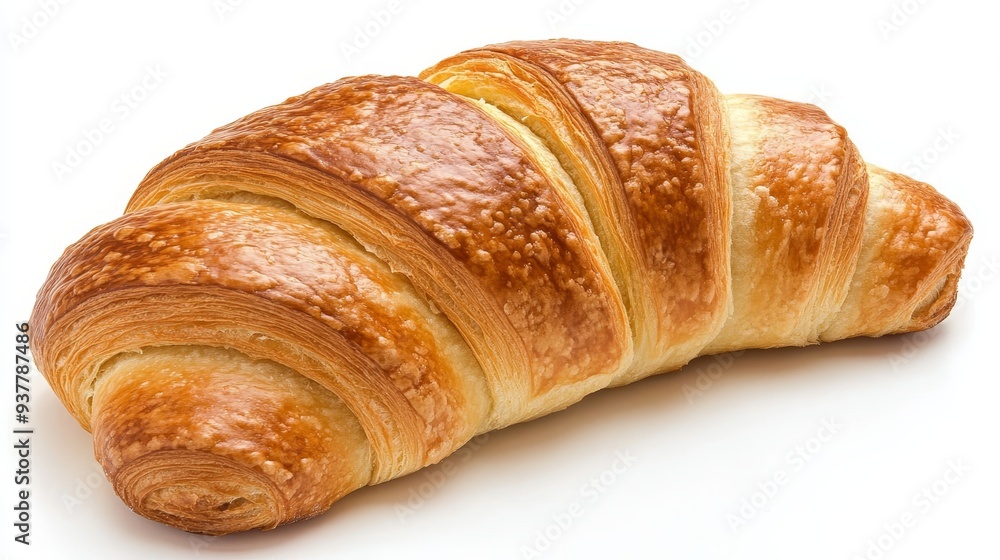 Freshly Baked Golden Croissant Isolated on White Background - A freshly baked golden croissant, flaky and buttery, isolated on a white background. It symbolizes breakfast, French cuisine, bakery, indu Freshly Baked Golden Croissant Isolated on White Background - A freshly baked golden croissant, flaky and buttery, isolated on a white background. It symbolizes breakfast, French cuisine, bakery, indu