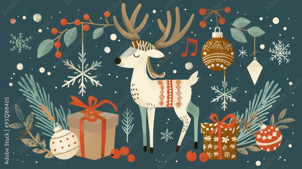 Holiday vector art with typography and seasonal graphics. Holiday vector art with typography and seasonal graphics.