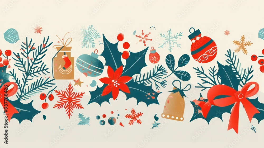 Holiday vector art with typography and seasonal graphics. Holiday vector art with typography and seasonal graphics.