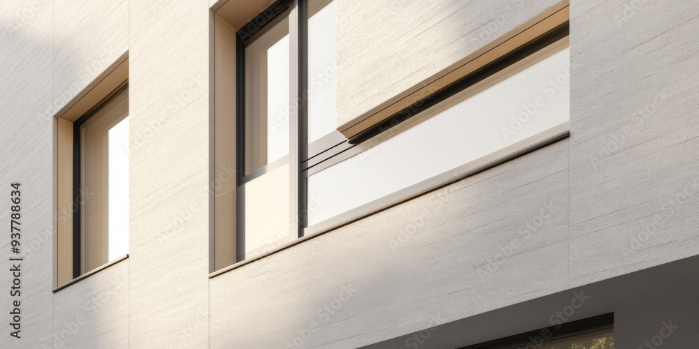 Modern minimalist building with geometric windows Modern minimalist building with geometric windows