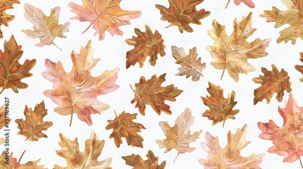 A white background with watercolor fall leaves A white background with watercolor fall leaves