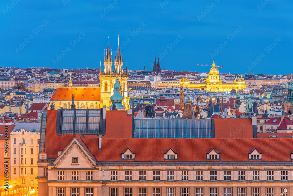Fototapeta premium Old town Prague city skyline, cityscape of. the Czech Republic